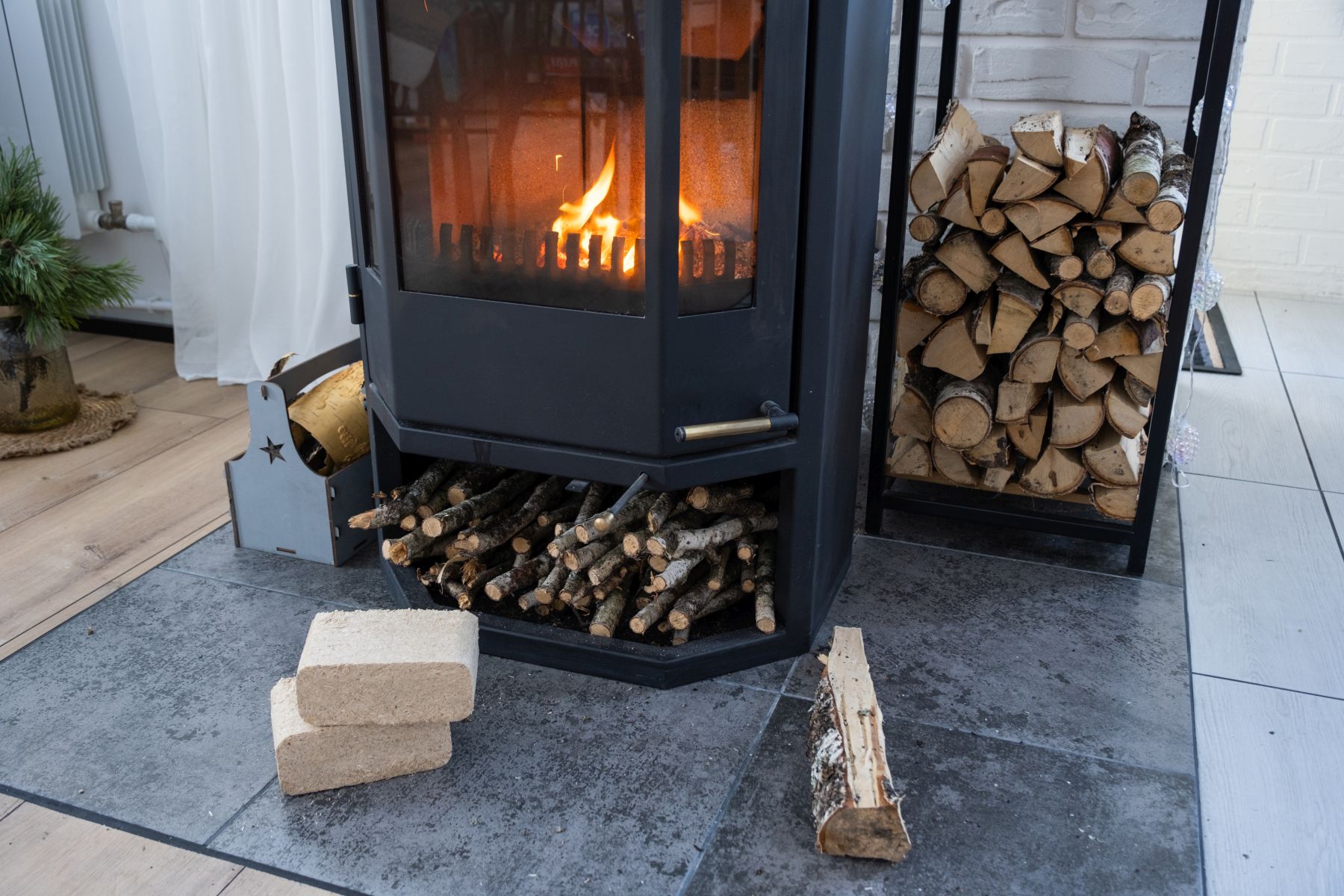 Fuel briquettes made of pressed sawdust for kindling the furnace